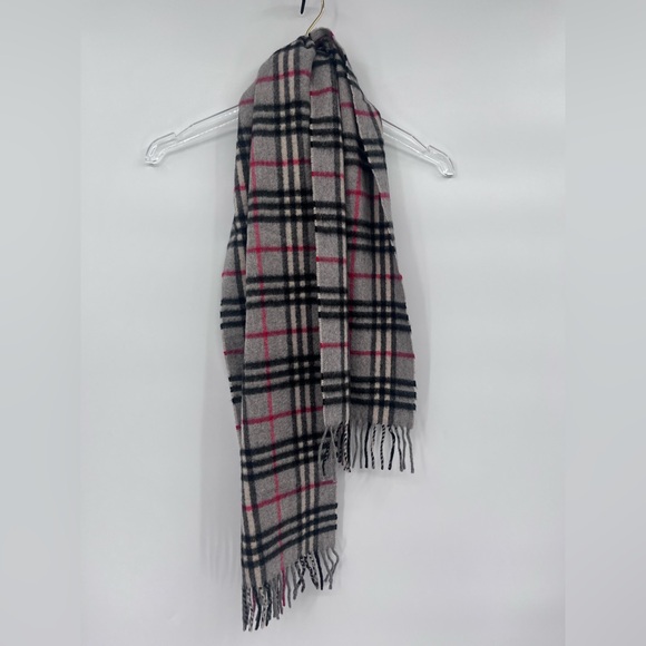 BURBERRY 100% CASHMERE Scarf Check Scarf Gray - Picture 1 of 3